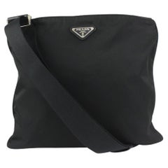 Vintage Prada Black Nylon Tessuto Crossbody Messenger Bag 920pr53