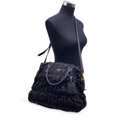 Prada Black Nylon Tessuto Gaufre Medium Tote Bag Handbag