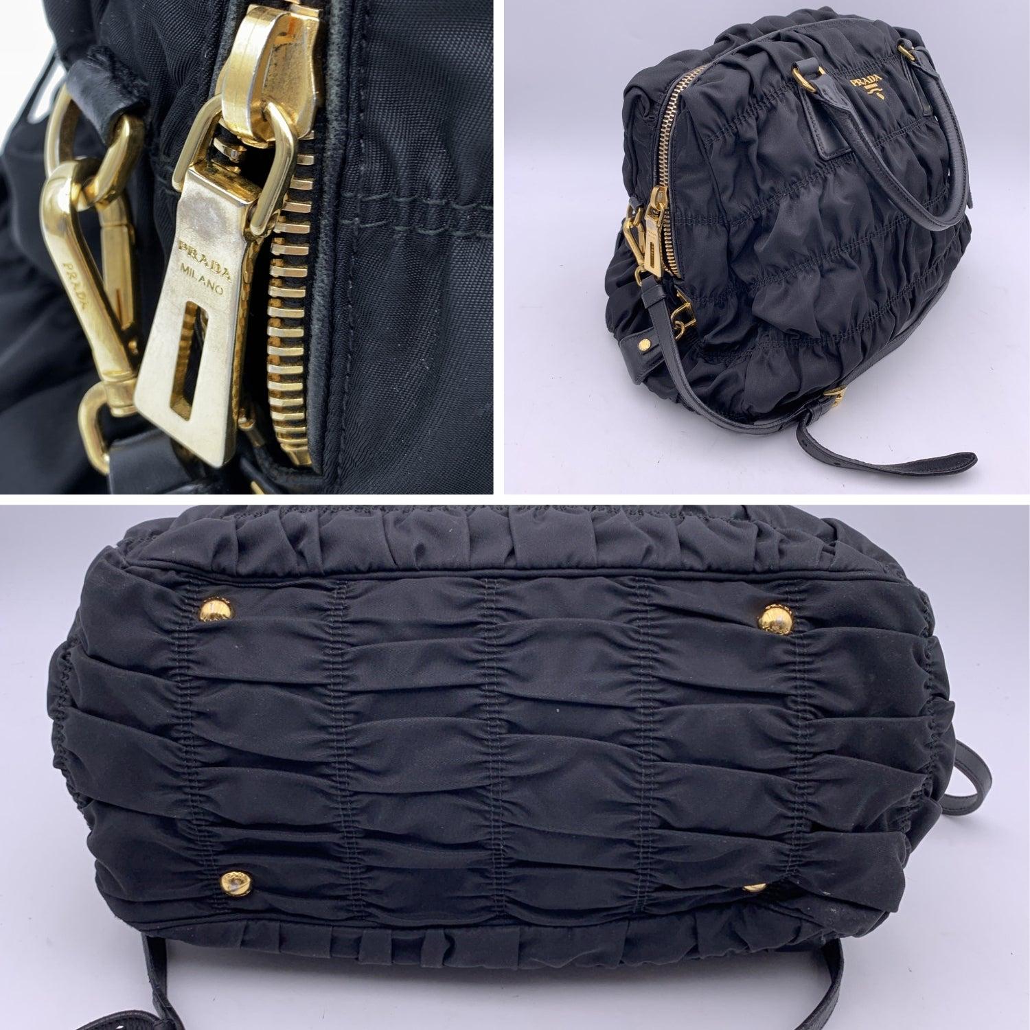 Women's Prada Black Nylon Tessuto Gaufre Medium Tote Bag Handbag