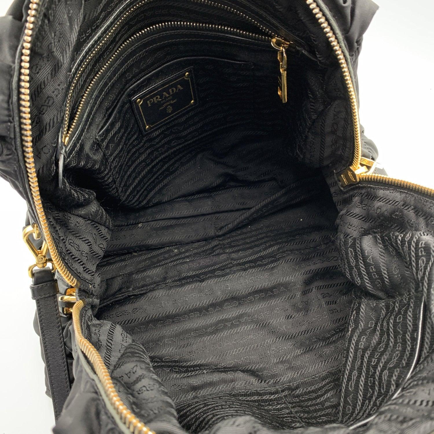 Prada Black Nylon Tessuto Gaufre Medium Tote Bag Handbag 1