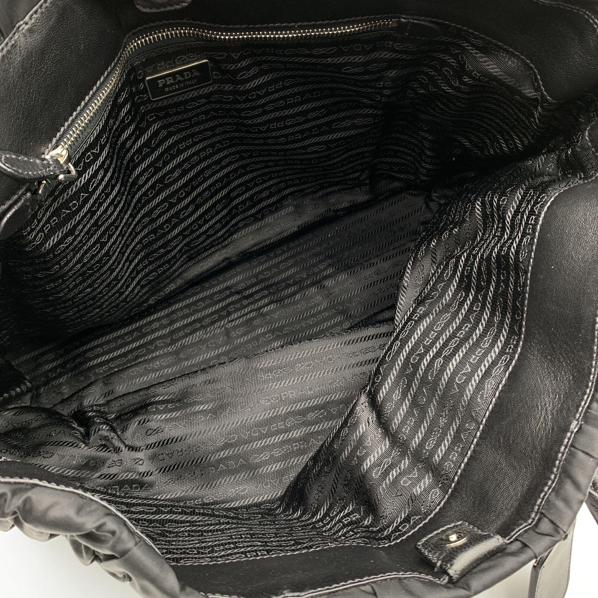 Prada Black Nylon Tessuto Gaufre Nylon Tote Handbag BN1232 1