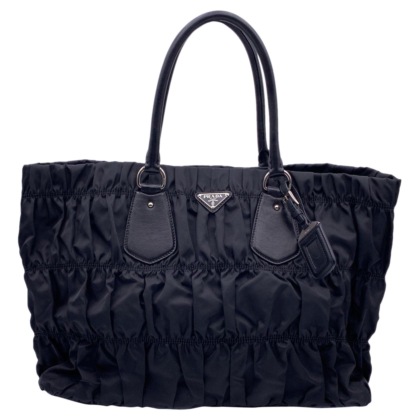 Prada Black Nylon Tessuto Gaufre Nylon Tote Handbag BN1232