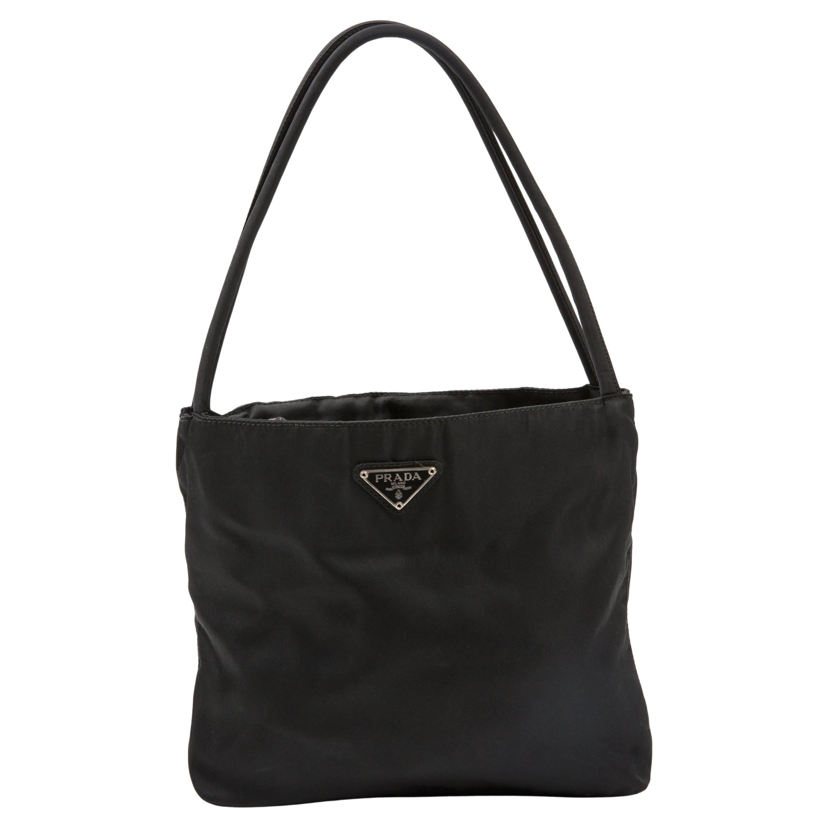 Prada Black Nylon Tessuto Handbag For Sale