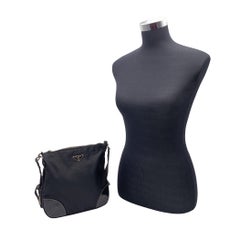 Prada Black Nylon Tessuto Leather Messenger Crossbody Shoulder Bag