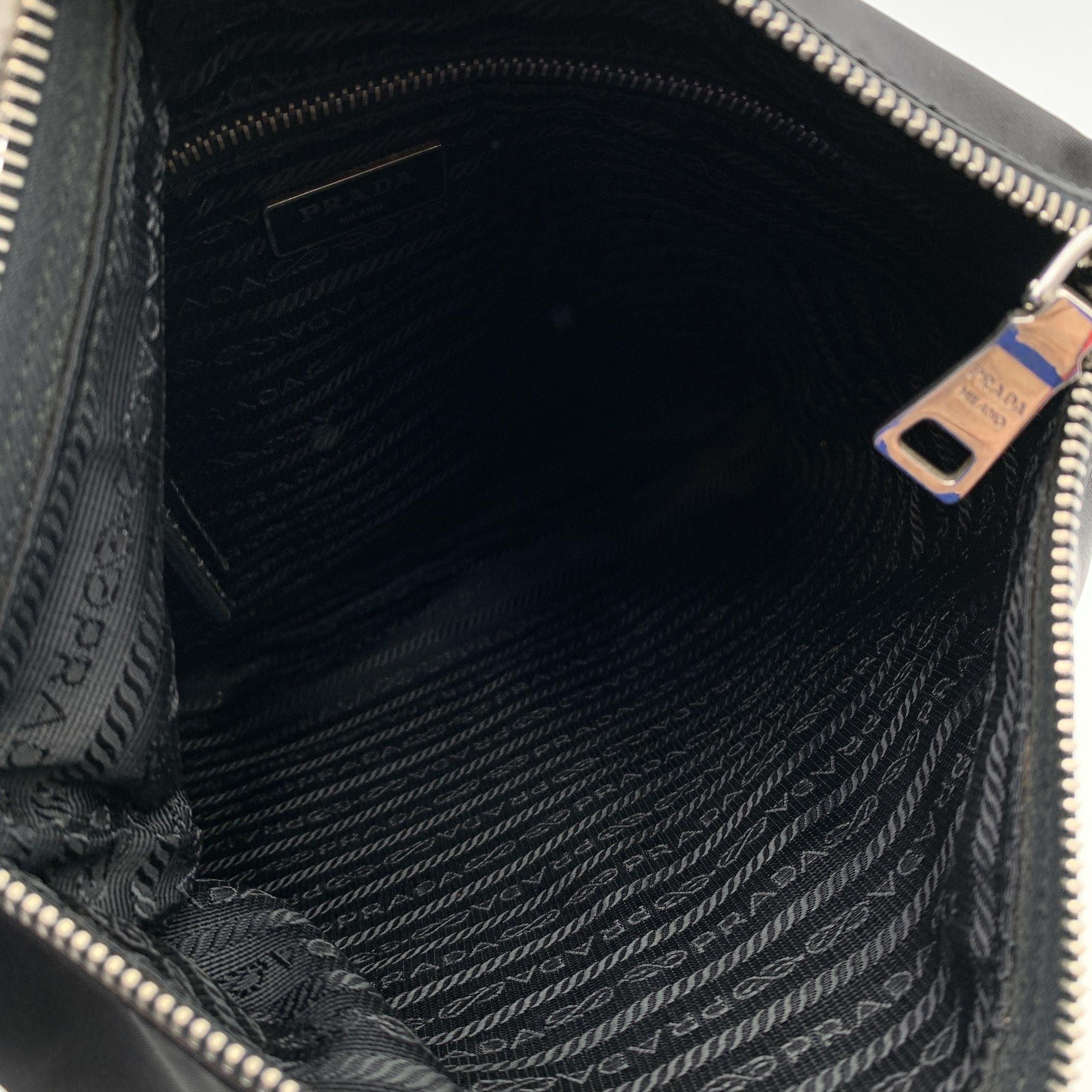 Prada Black Nylon Tessuto Messenger Bag with Front Pocket For Sale 1