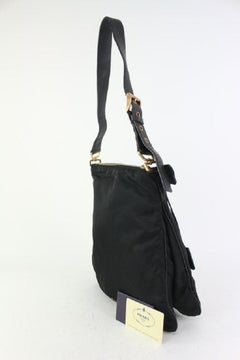 Prada Black Nylon Tessuto Messenger Shoulder Hobo Bag 826pr90