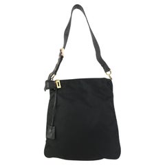 Prada Black Nylon Tessuto Messenger Shoulder Hobo Bag 826pr90