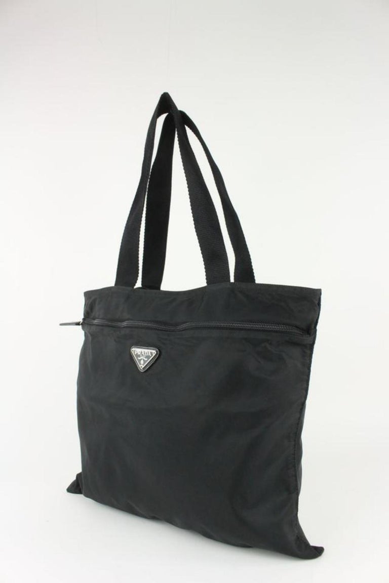 Prada Black Nylon Tessuto Shopper Tote Bag 3PR1021 For Sale at 1stDibs