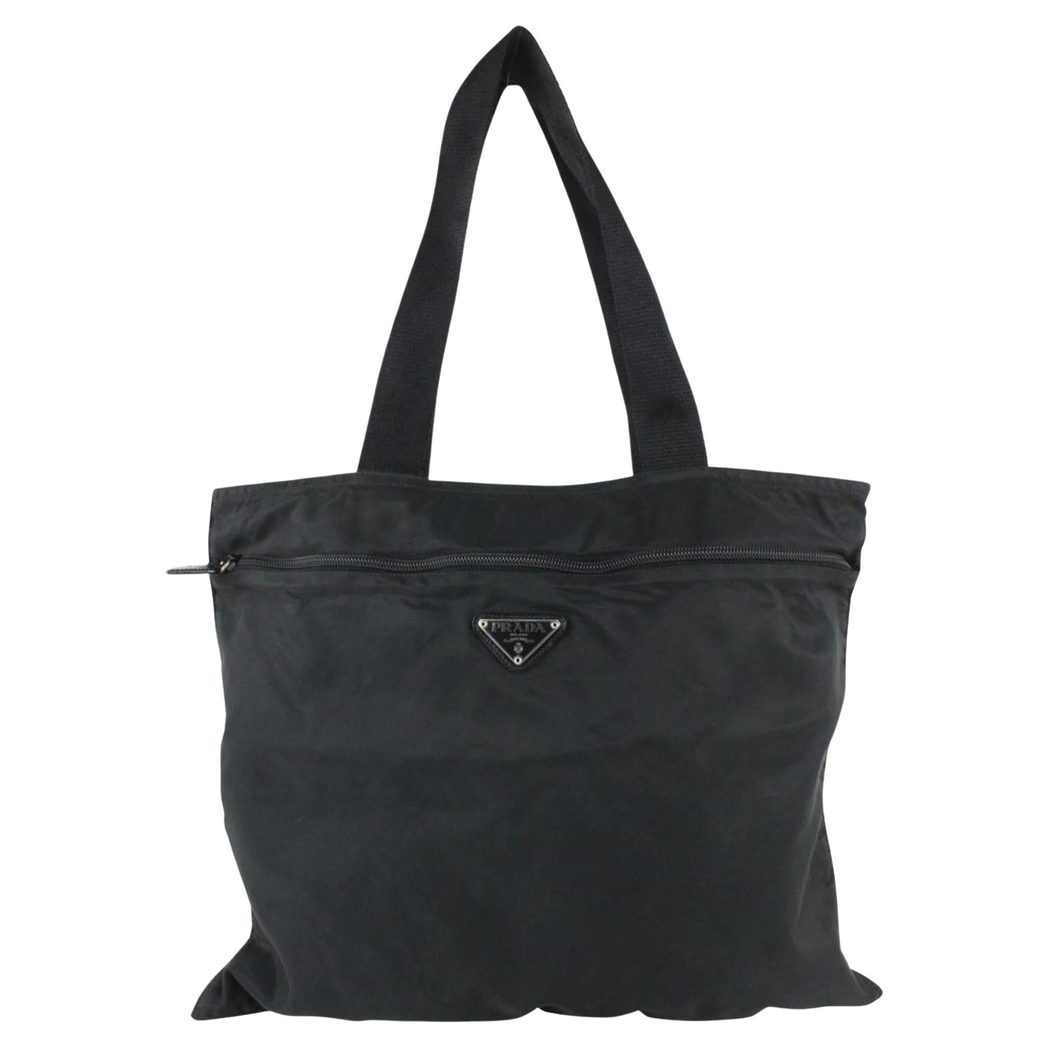 Prada Black Nylon Tessuto Shopper Tote Bag 3PR1021 For Sale at 1stDibs