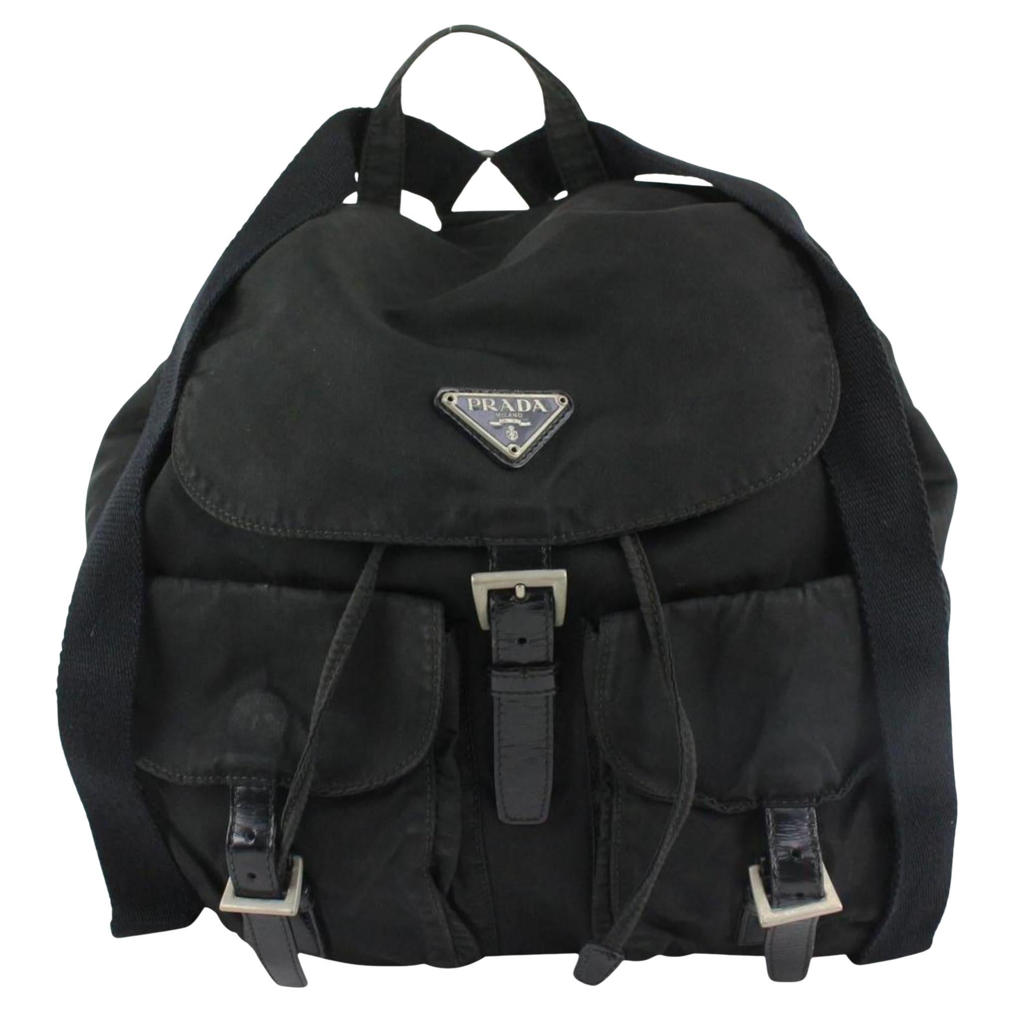 Prada Black Nylon Tessuto Twin Pocket Backpack 1216p31