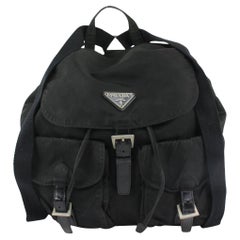 Prada Black Nylon Tessuto Twin Pocket Backpack 1216p31