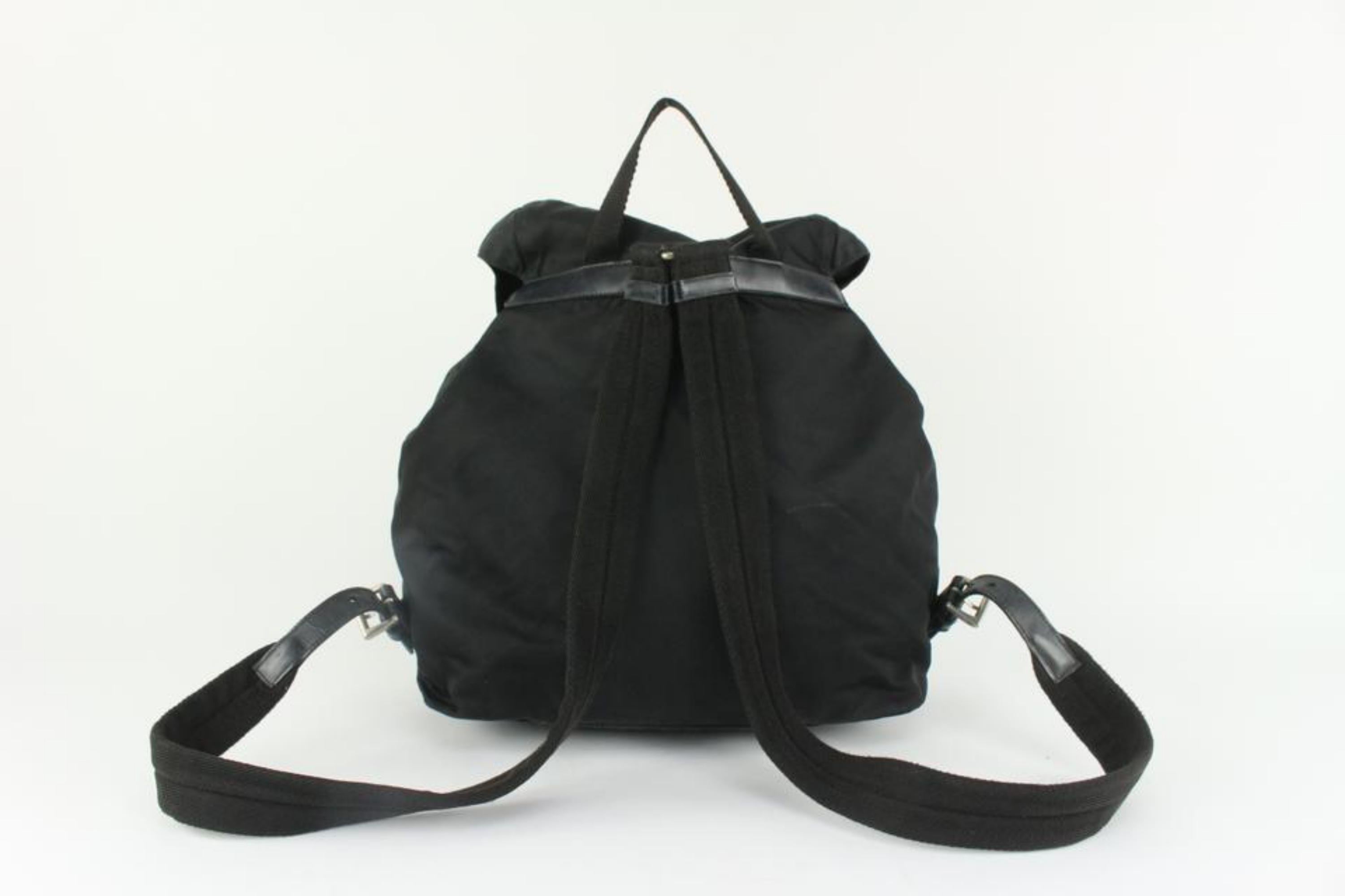 Prada Black Nylon Tessuto Twin Pocket Backpack 122pr9 1