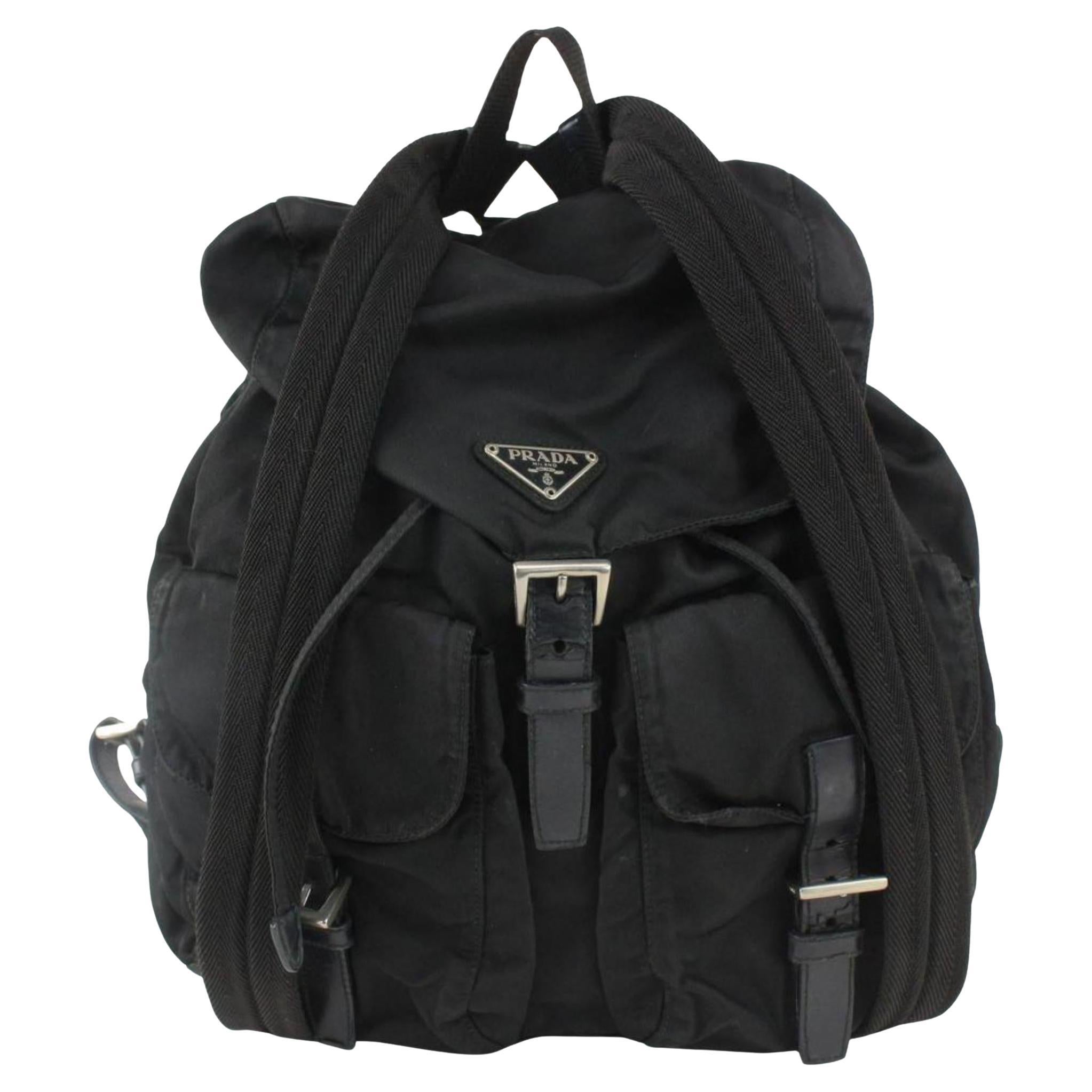 Prada Black Nylon Tessuto Twin Pocket Backpack 122pr9 For Sale at 1stDibs