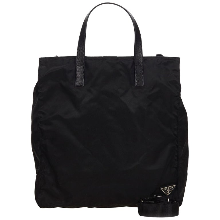 Prada Black Nylon Tote Bag at 1stDibs