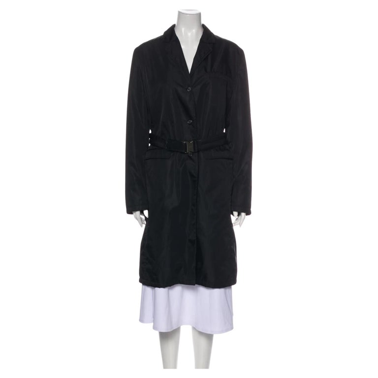 Prada Black Nylon Trench Coat (Large) For Sale at 1stDibs