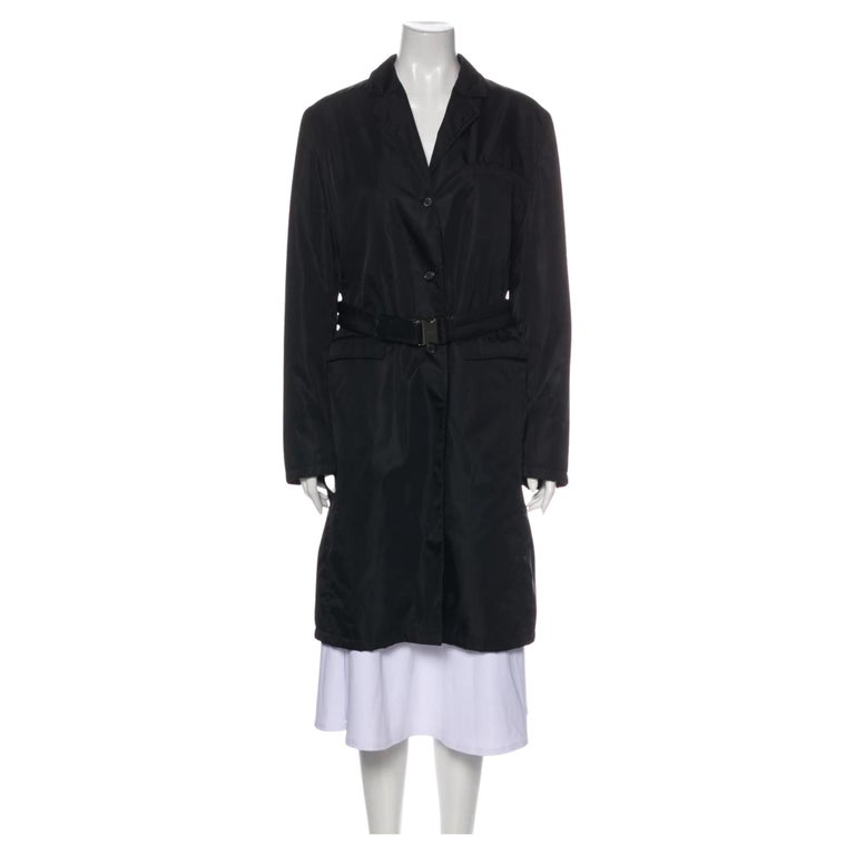 Prada Black Nylon Trench Coat (Large) For Sale at 1stDibs