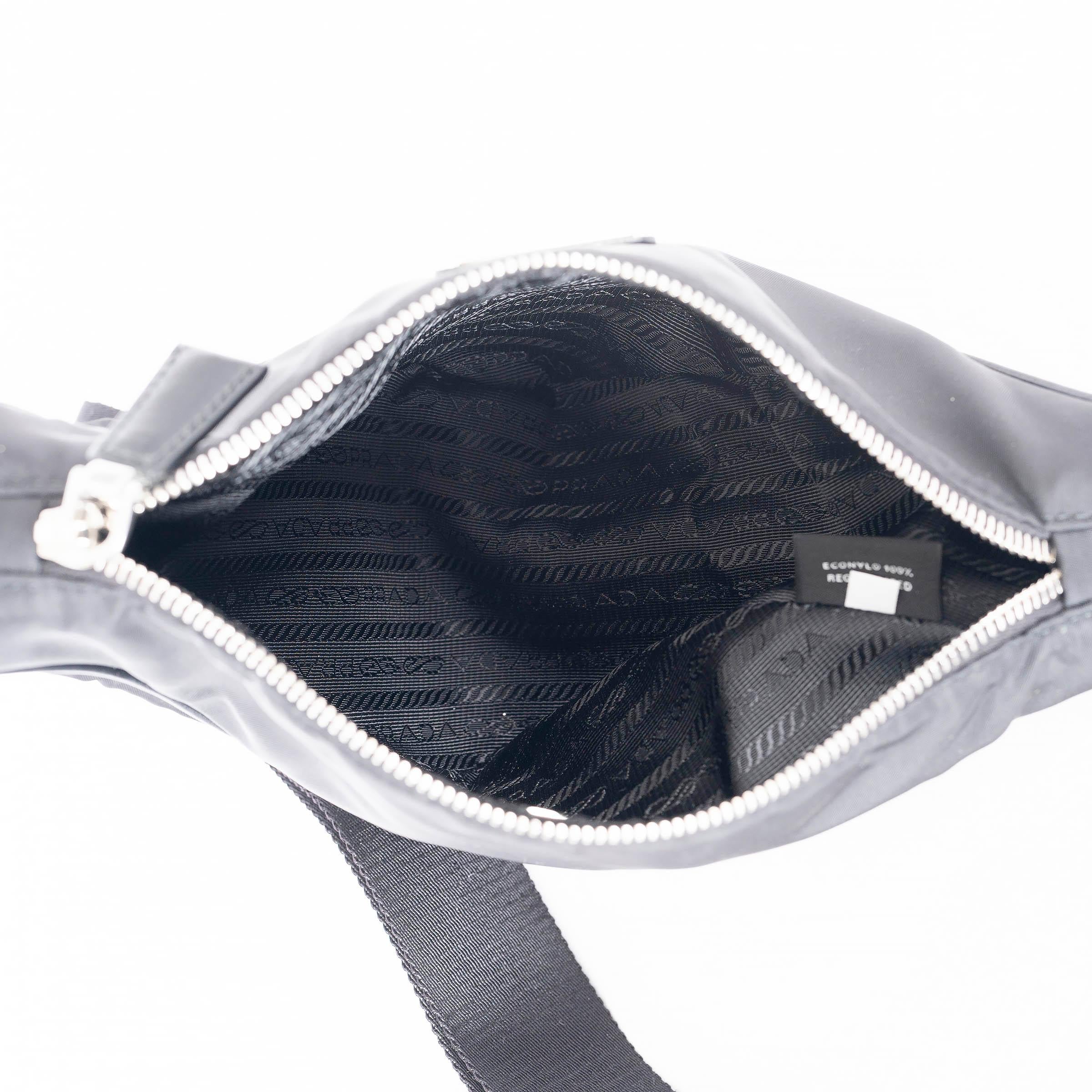 Women's PRADA black nylon TRIANGLE SMALL RE-NYLON Crossbody Bag 1BH190 For Sale