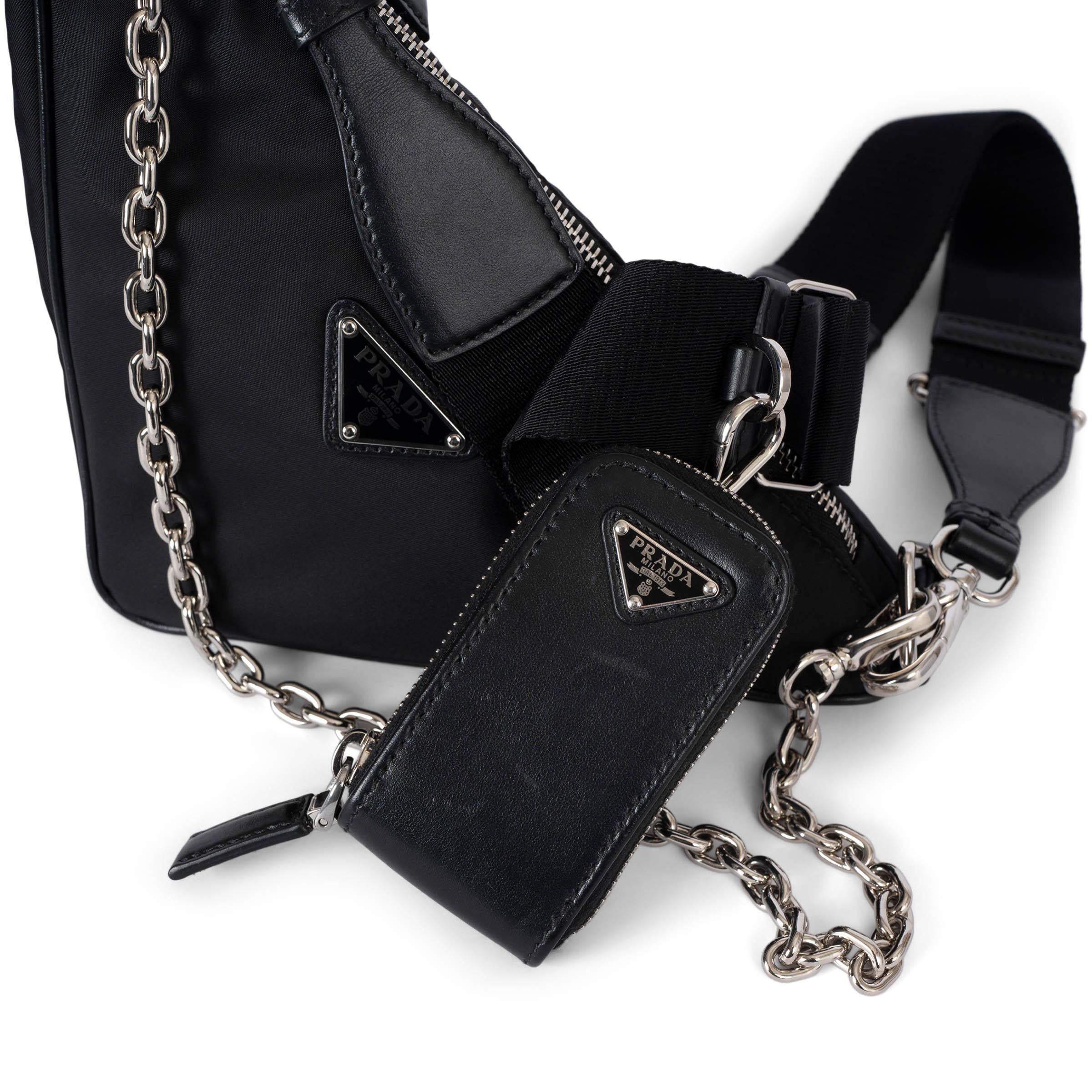 PRADA black nylon TRIANGLE SMALL RE-NYLON Crossbody Bag 1BH190 For Sale 1