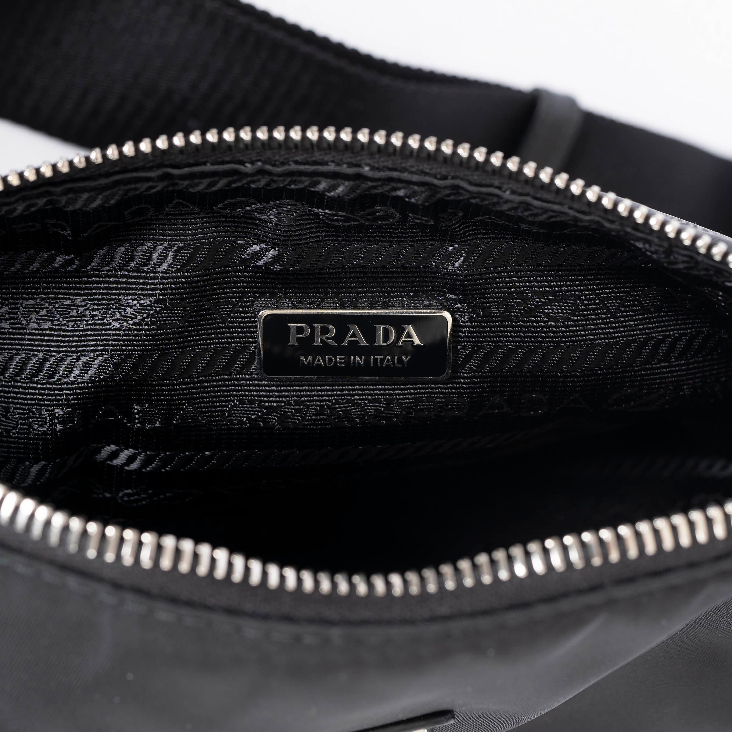 PRADA black nylon TRIANGLE SMALL RE-NYLON Crossbody Bag 1BH190 For Sale 2