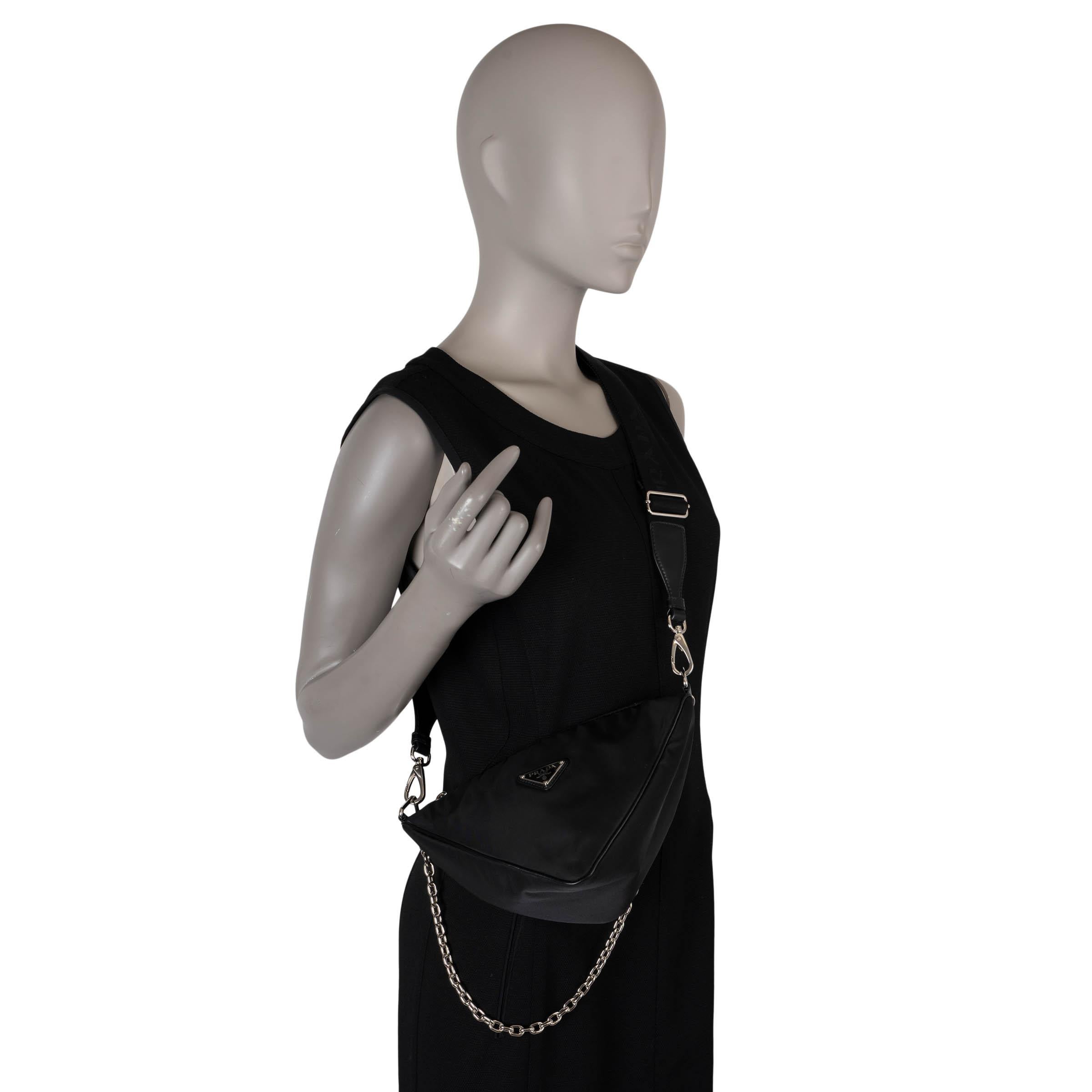 PRADA black nylon TRIANGLE SMALL RE-NYLON Crossbody Bag 1BH190 For Sale 3