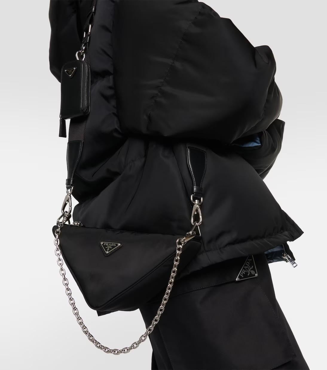 PRADA black nylon TRIANGLE SMALL RE-NYLON Crossbody Bag 1BH190 For Sale 4