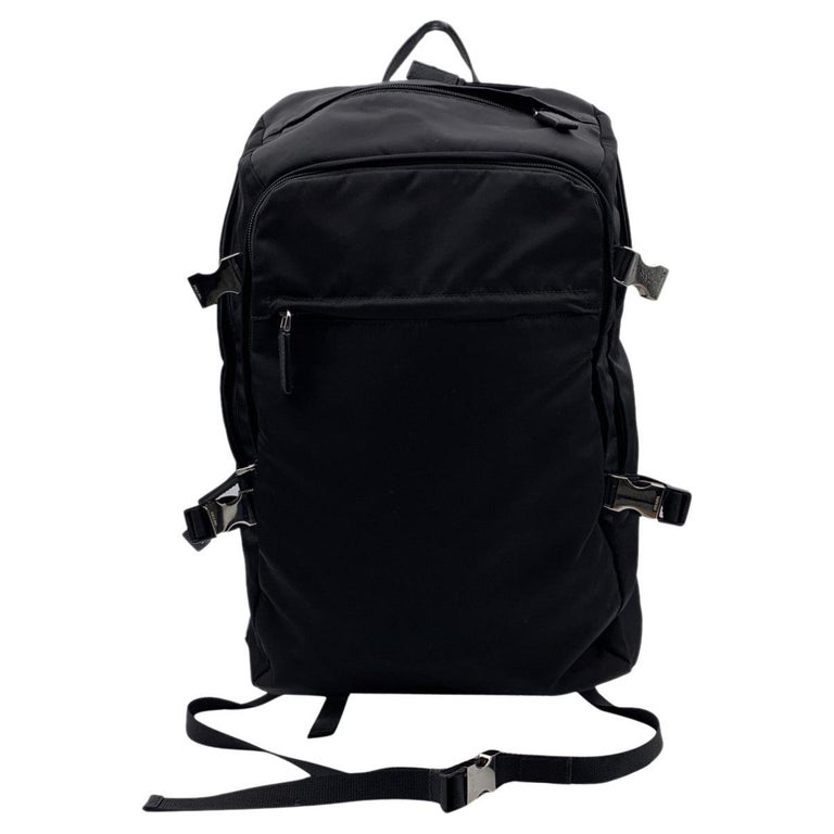 Prada Black Nylon Vela Canvas Backpack Shoulder Bag 2VZ022 For Sale at
