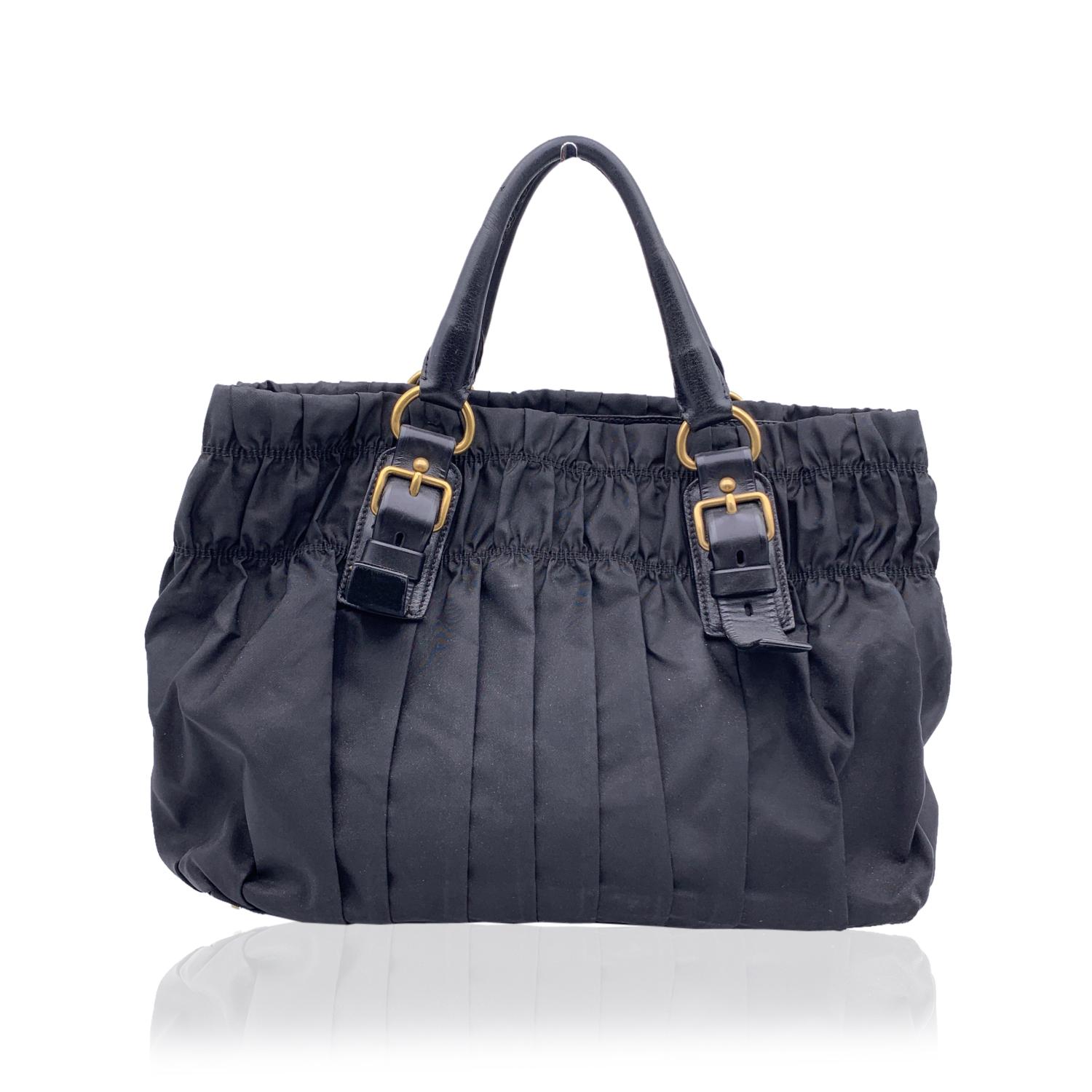 Prada Black Nylon Vela Draped Tote Handbag Shoulder Bag In Excellent Condition In Rome, Rome