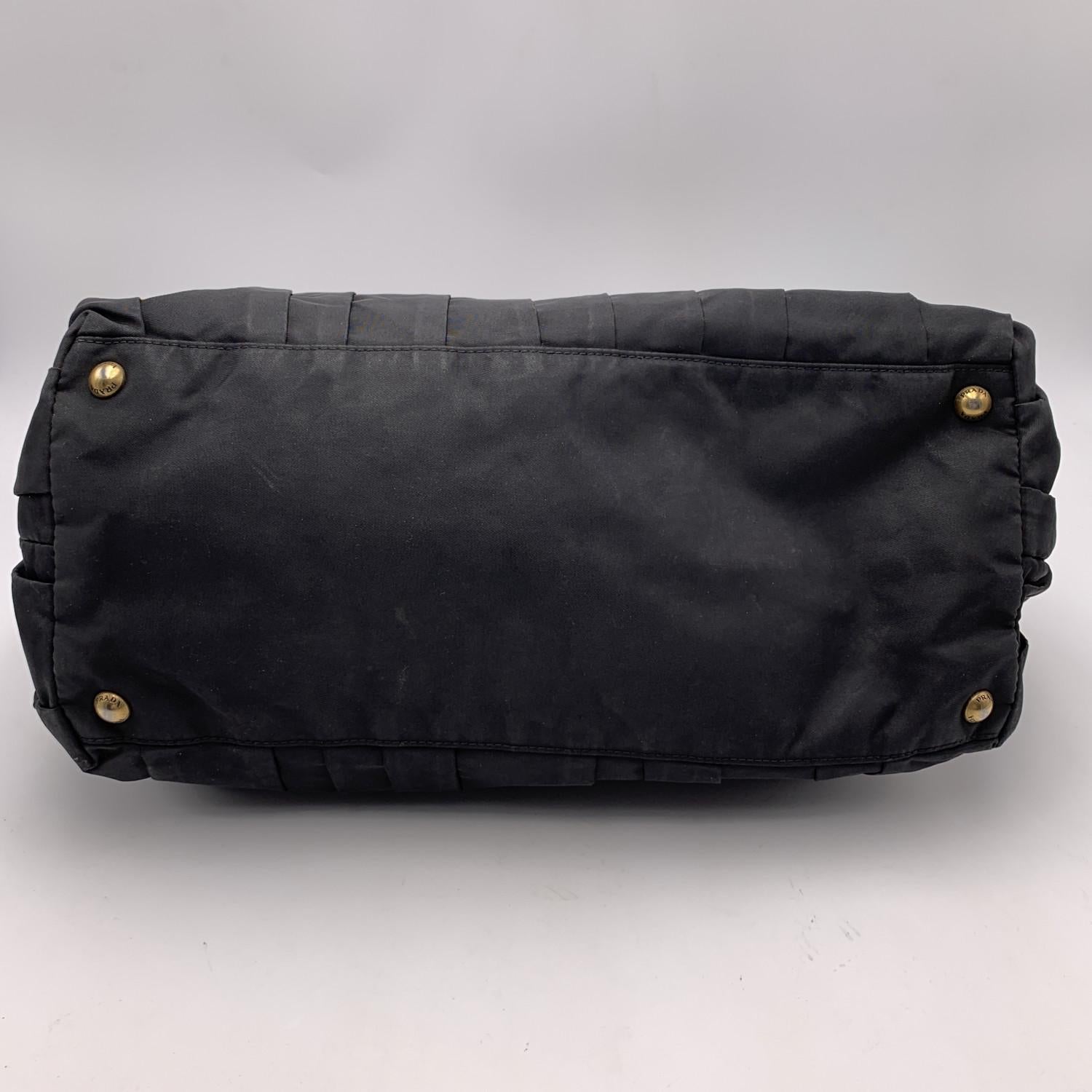 Prada Black Nylon Vela Draped Tote Handbag Shoulder Bag 1