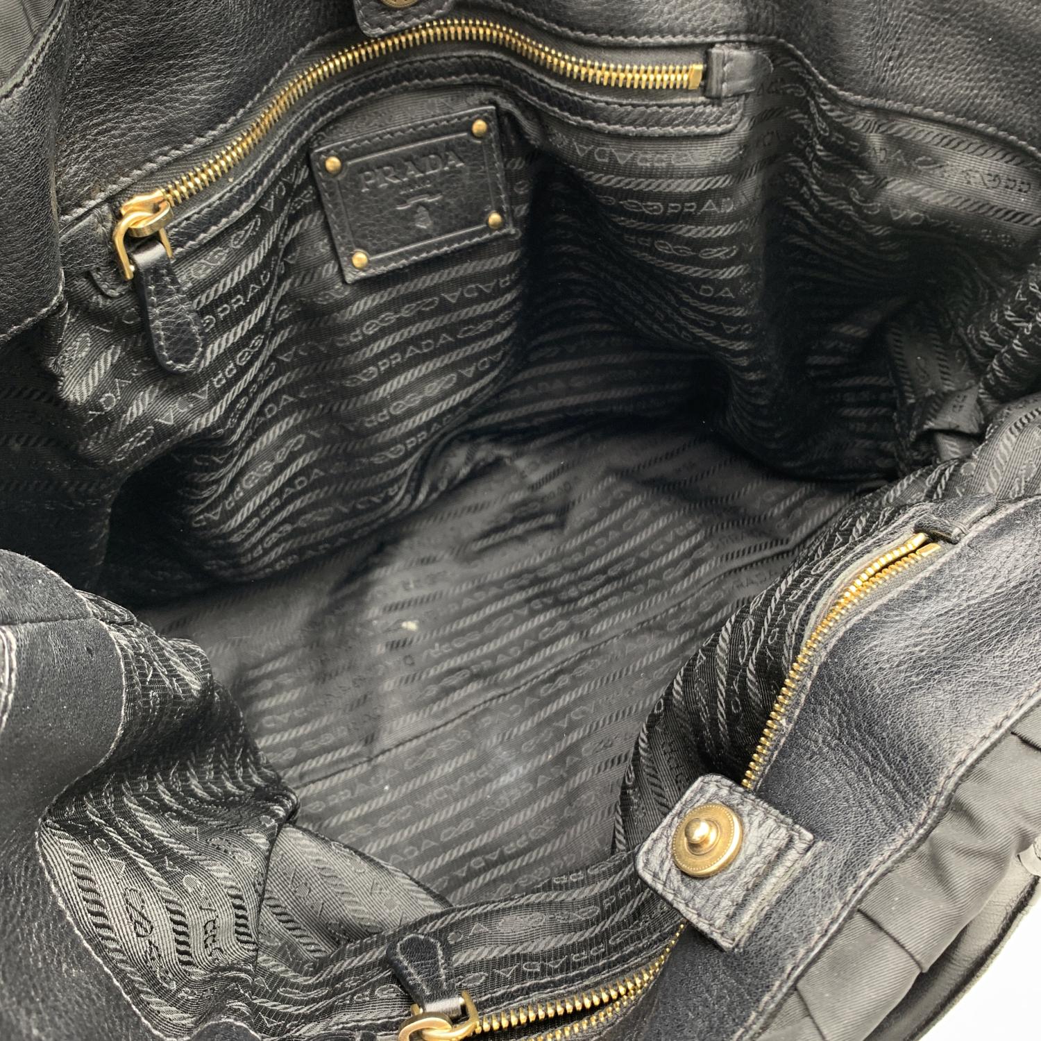 Prada Black Nylon Vela Draped Tote Handbag Shoulder Bag 1