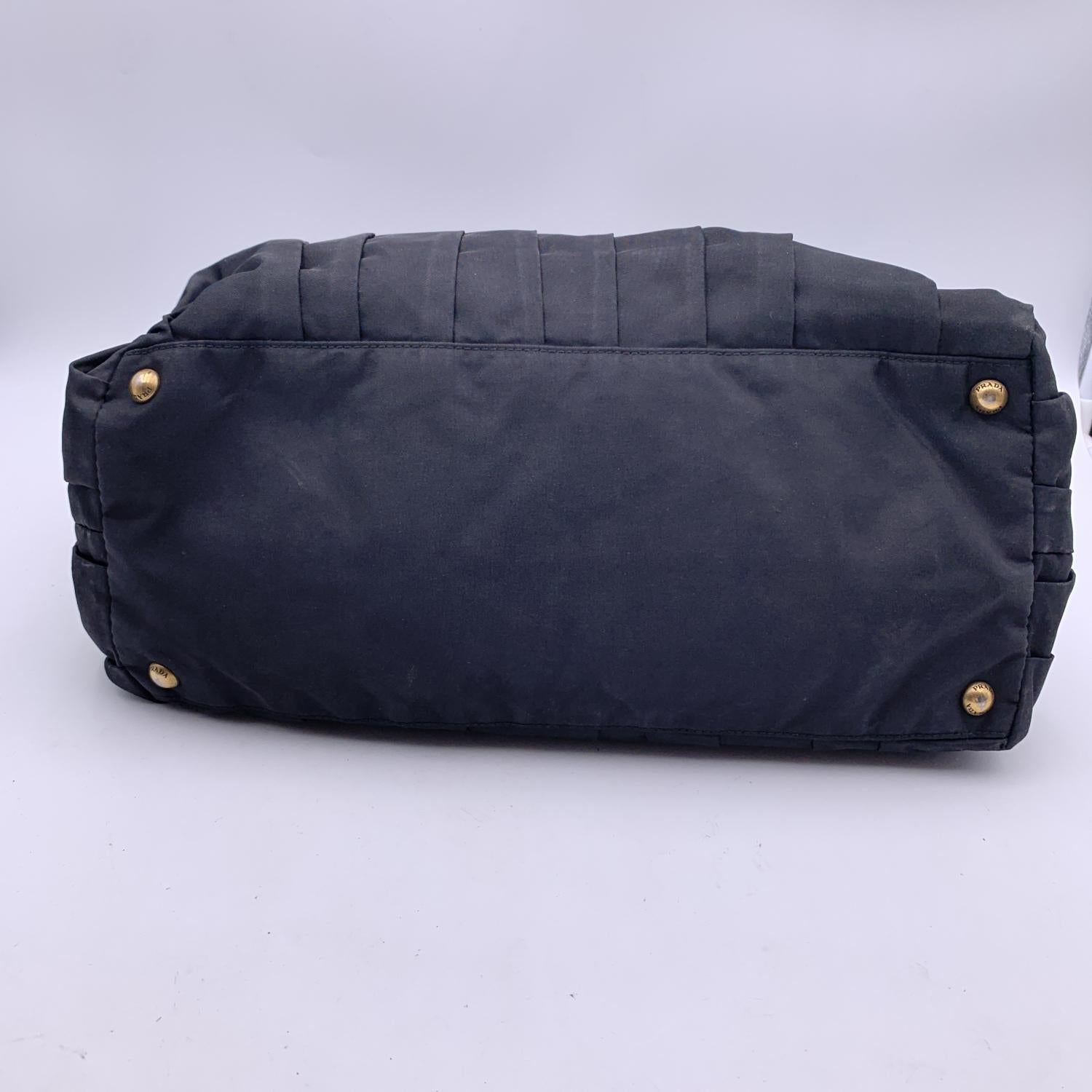 Prada Black Nylon Vela Draped Tote Handbag Shoulder Bag 2
