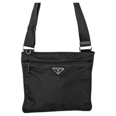 Prada Black Nylon Vela Flat Crossbody Messenger