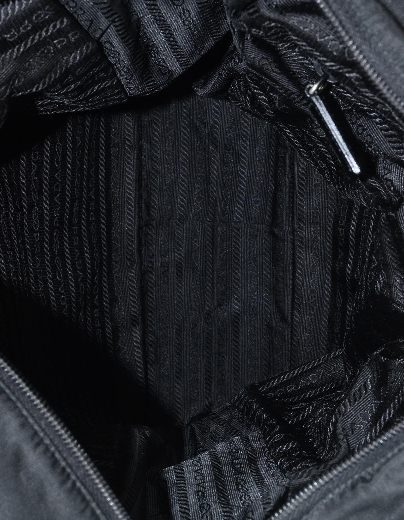 Prada Black Nylon Zip Top Messenger Bag 2