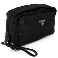 PRADA schwarz nylon ZIP TRAVEL POUCH Tasche