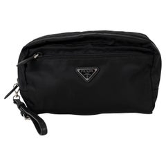 PRADA schwarz nylon ZIP TRAVEL POUCH Tasche