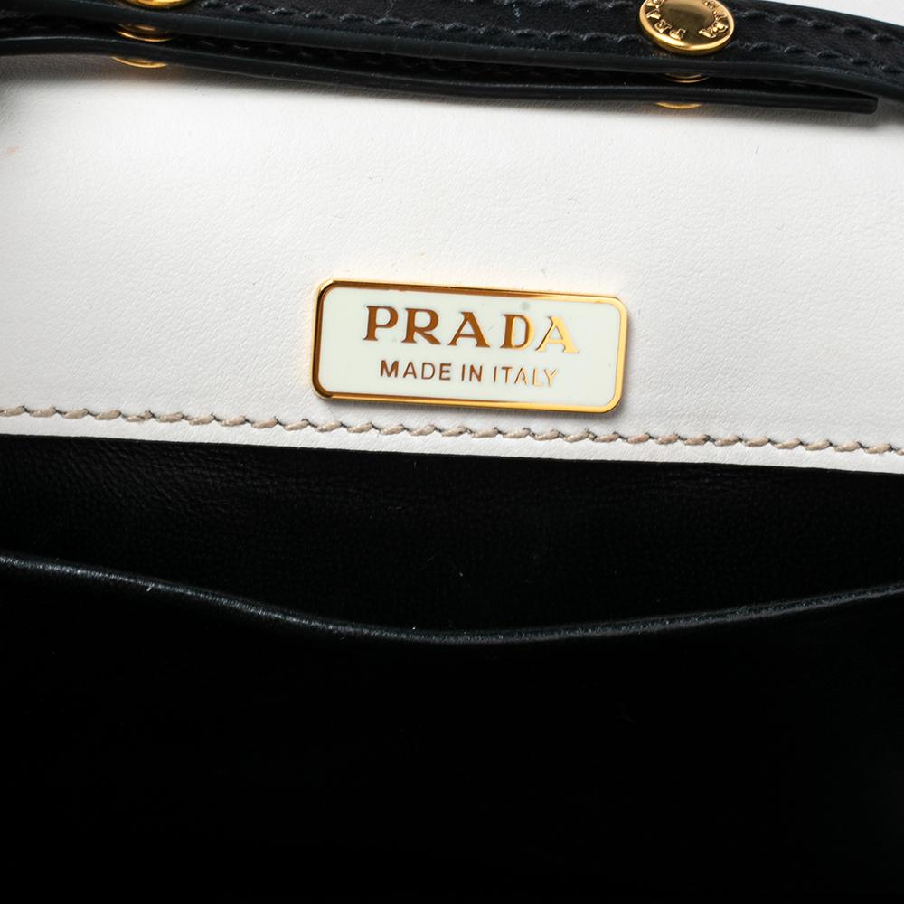 Women's Prada Black/Off White Saffiano Leather Astrology Celestial Cahier Crossbody Bag