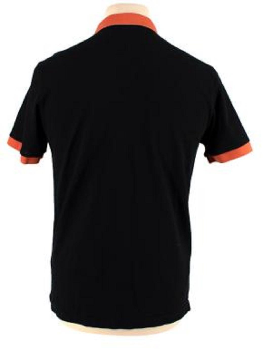 Prada Black & Orange Cotton Polo Shirt In Good Condition For Sale In London, GB