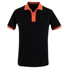 Prada Black & Orange Cotton Polo Shirt
