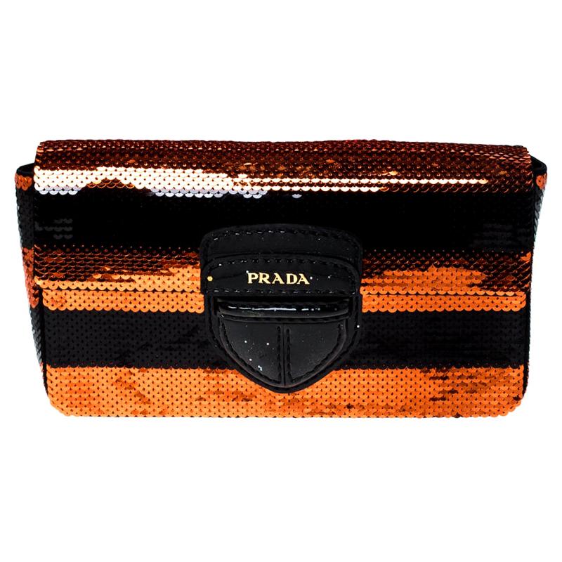 prada orange clutch