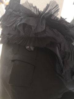 Prada black organza fur trench coat