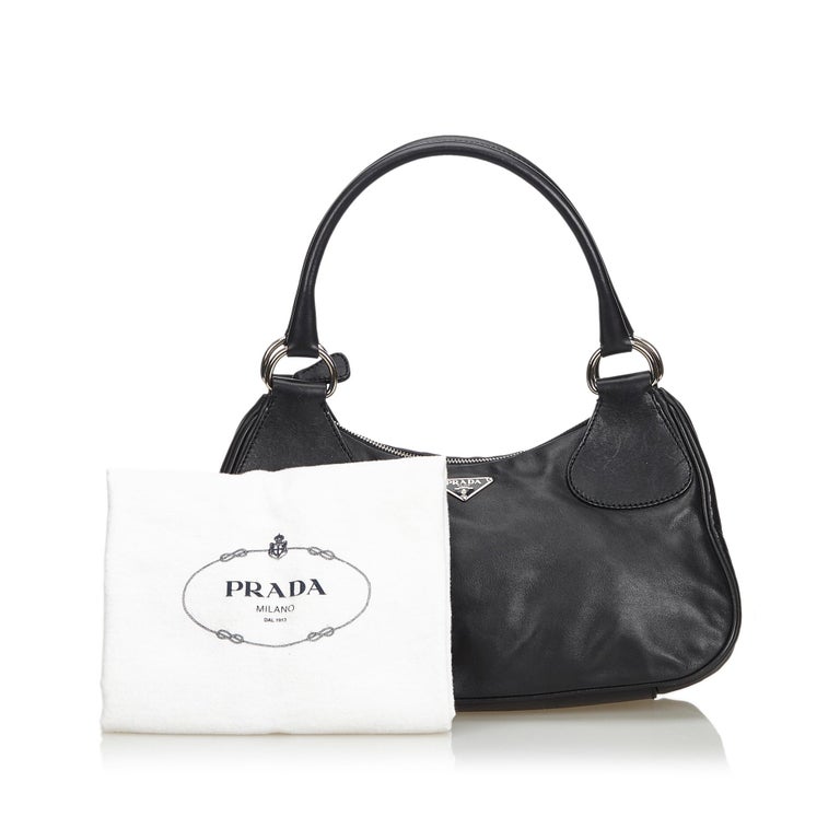 Prada Black Others Leather Hobo Bag Italy w/ Dust Bag at 1stdibs