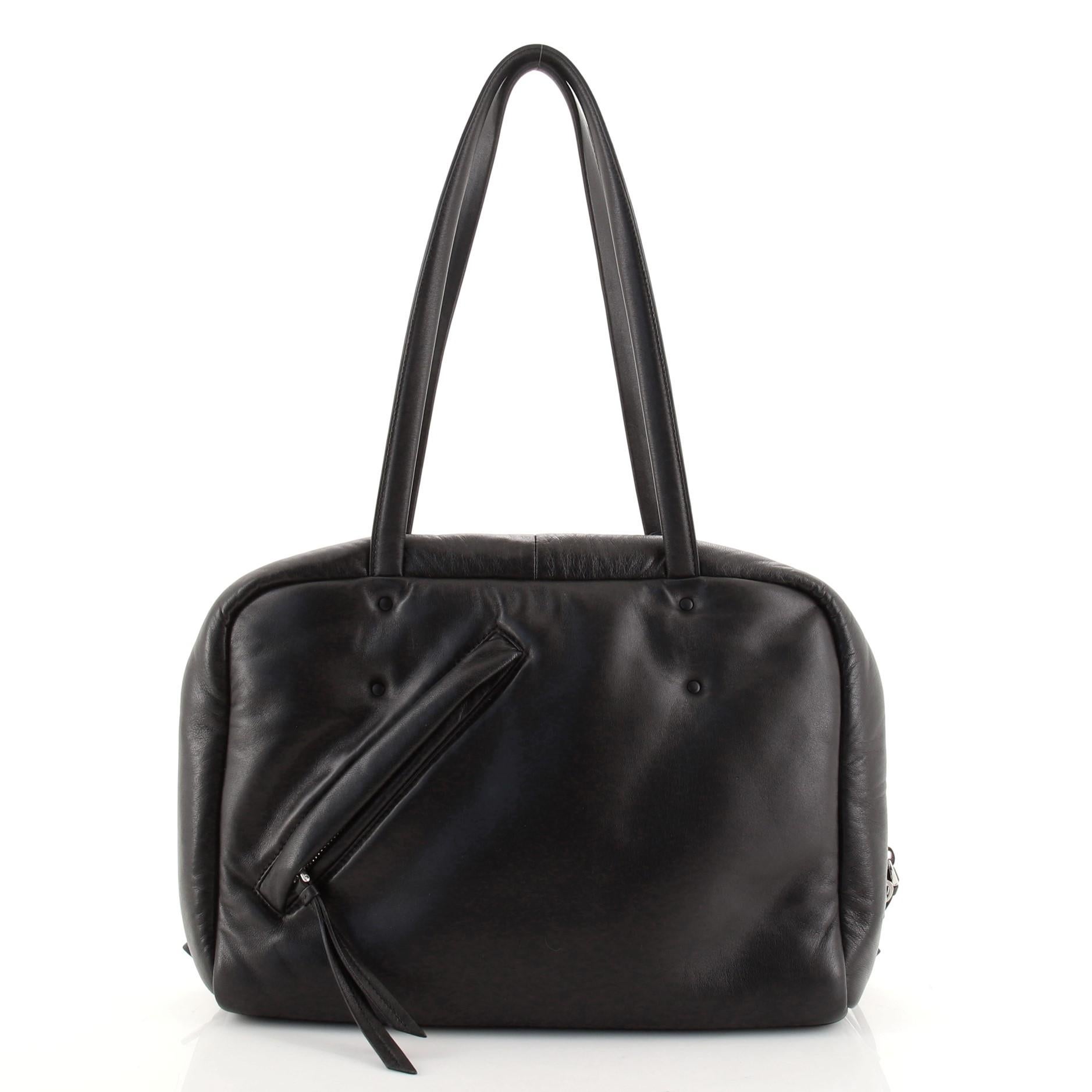 Prada Black Padded Nappa Leather Medium Bowler Bag

68220MSC