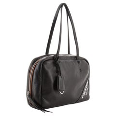 Prada Black Padded Nappa Leather Medium Bowler Bag