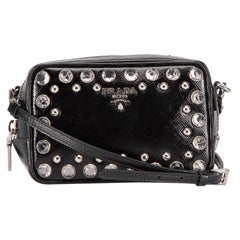 Prada Black Patent Embellished Mini Camera Bag