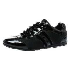Prada Black Patent Leather And Nylon Low Top Sneakers Size 39