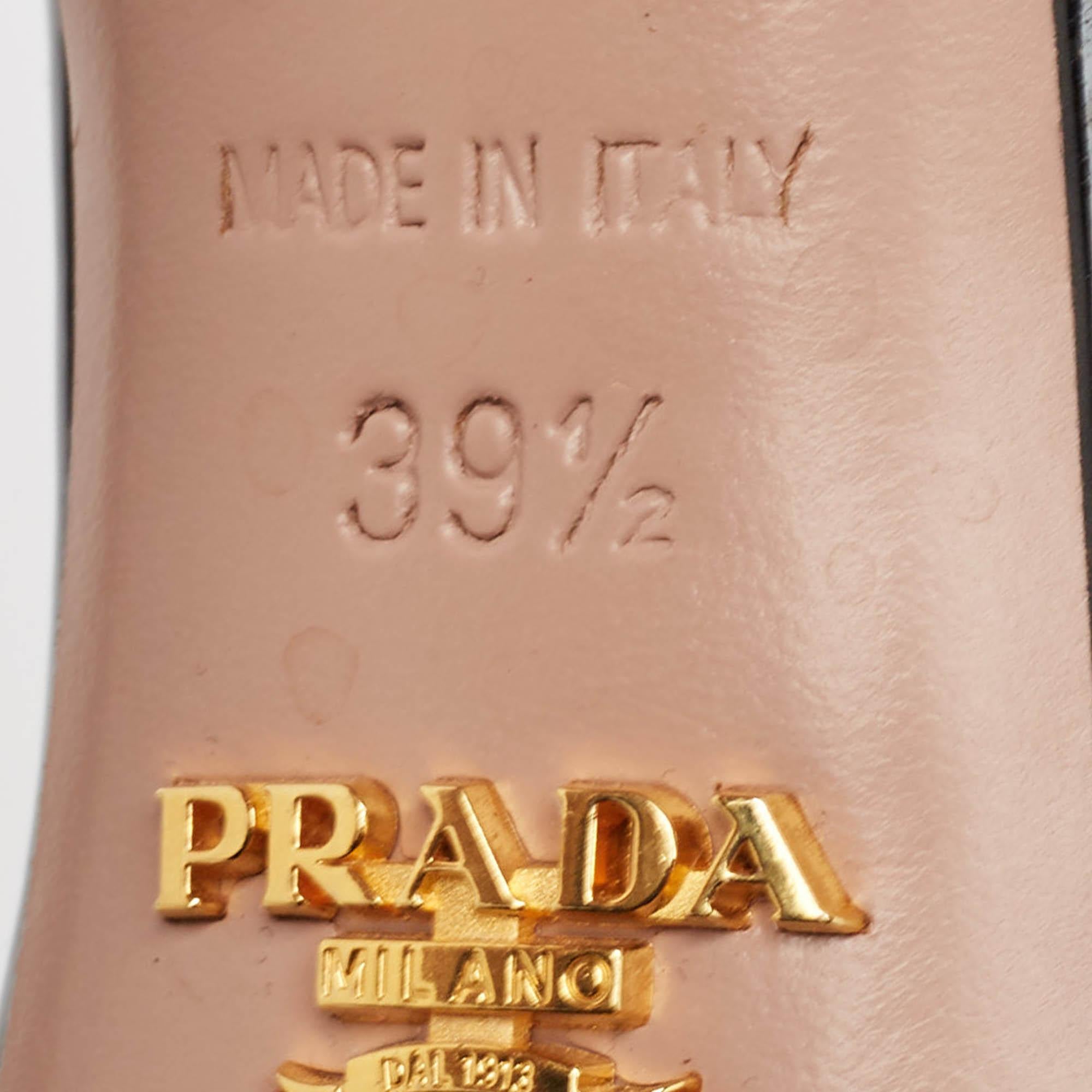 Prada Black Patent Leather Ankle Strap Platform Sandals Size 39.5 4