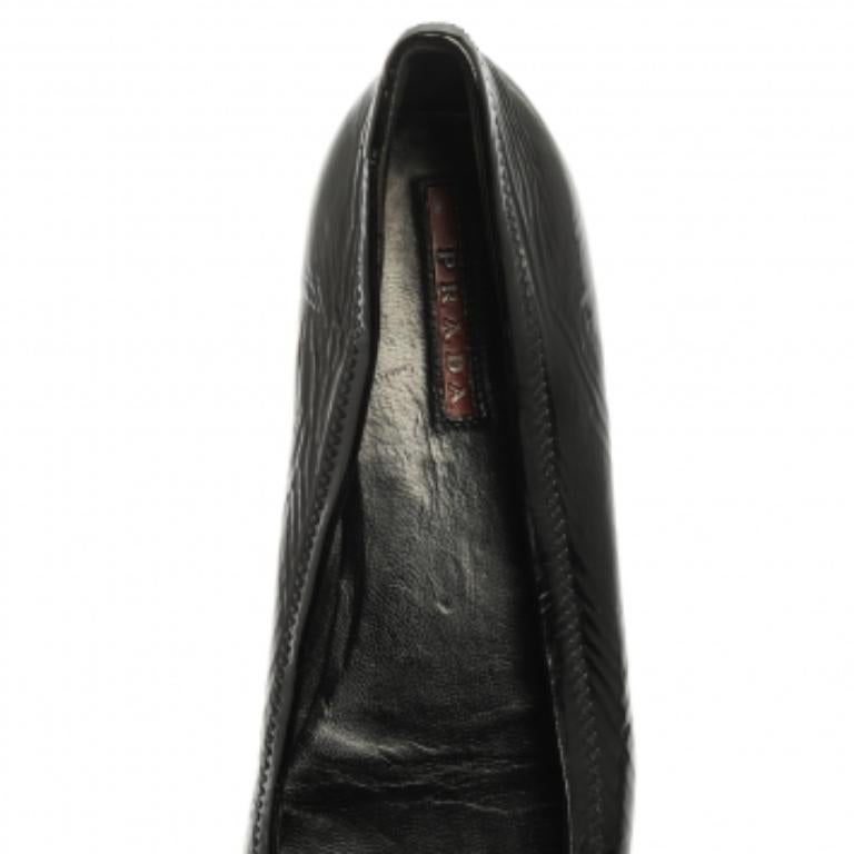 Women's Prada Black Patent Leather Bow Ballet Flats Size 36.5 For Sale
