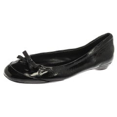 Prada Black Patent Leather Bow Ballet Flats Size 36.5