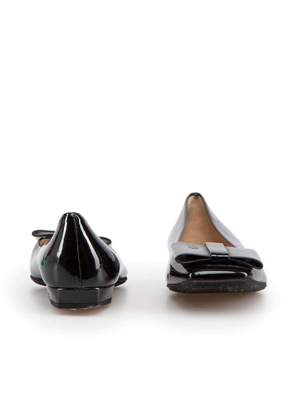 Prada Black Patent Leather Bow Ballet Flats Size IT 36 In Good Condition For Sale In London, GB