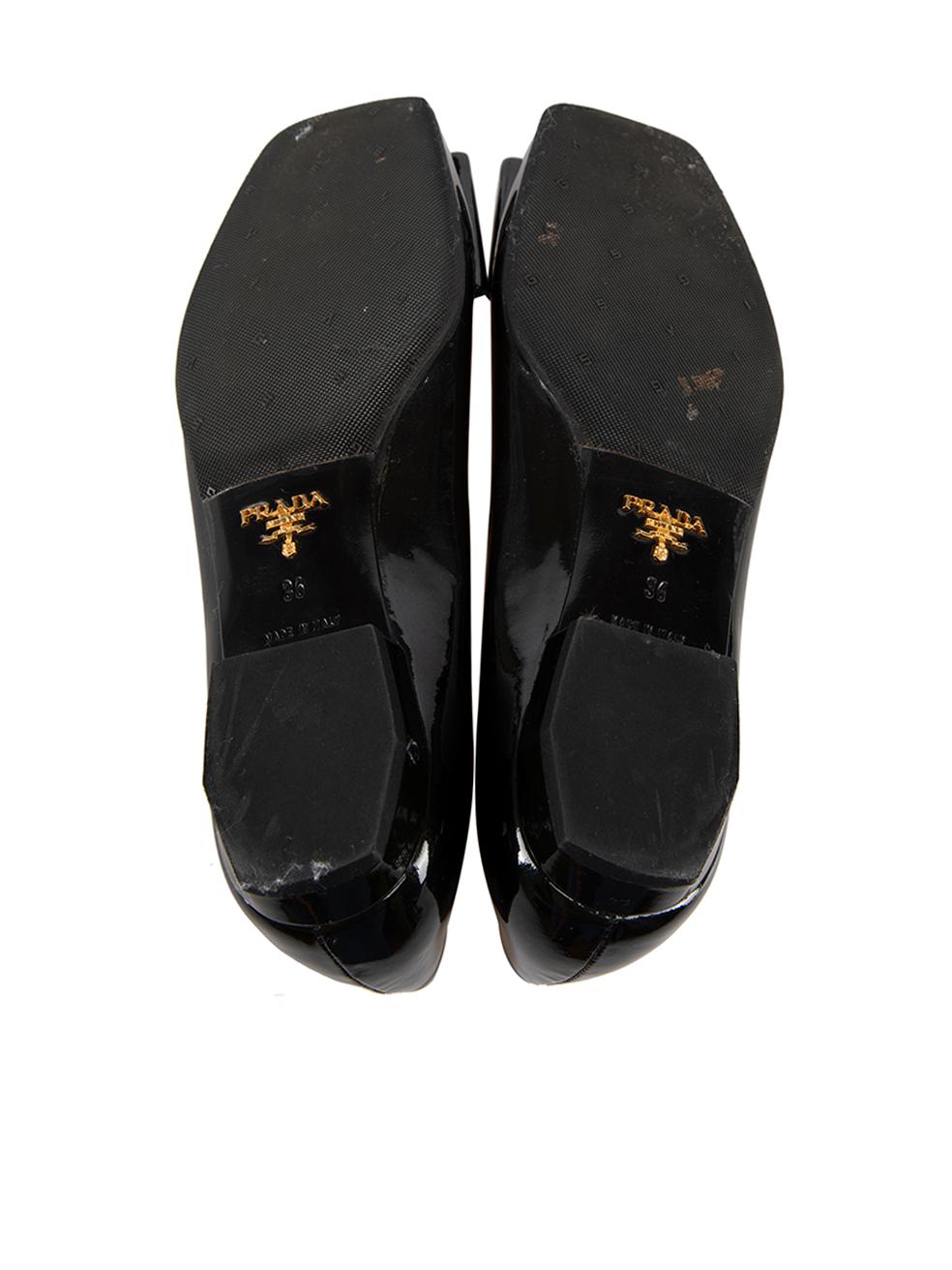 Women's Prada Black Patent Leather Bow Ballet Flats Size IT 36 For Sale