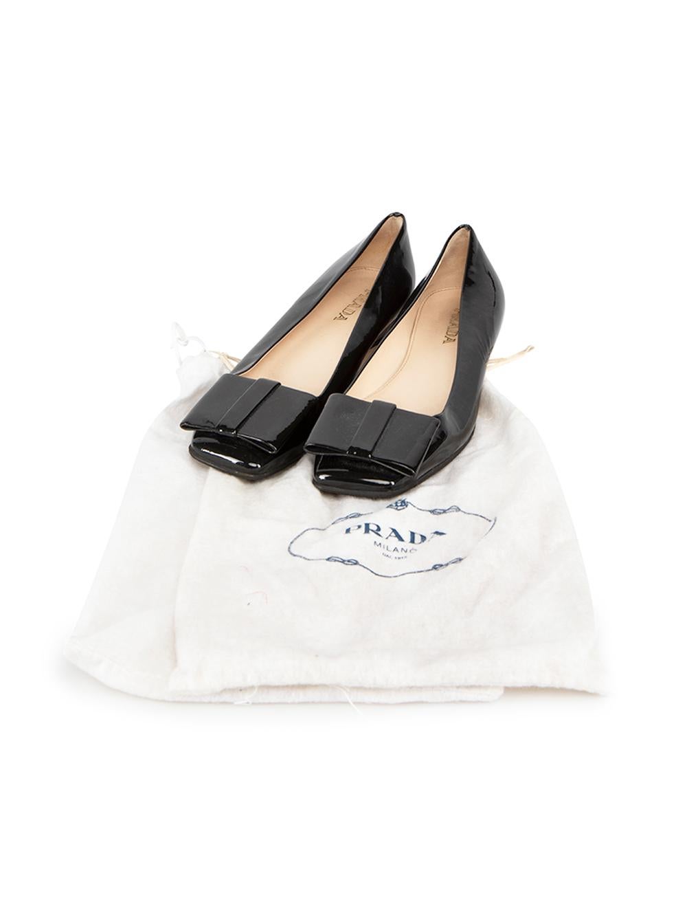 Prada Black Patent Leather Bow Ballet Flats Size IT 36 For Sale 2